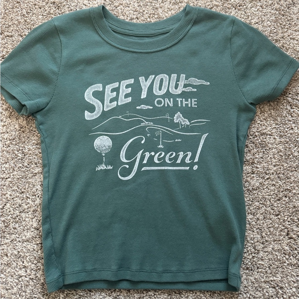 Hollister Green Crop Top - See you on the green
